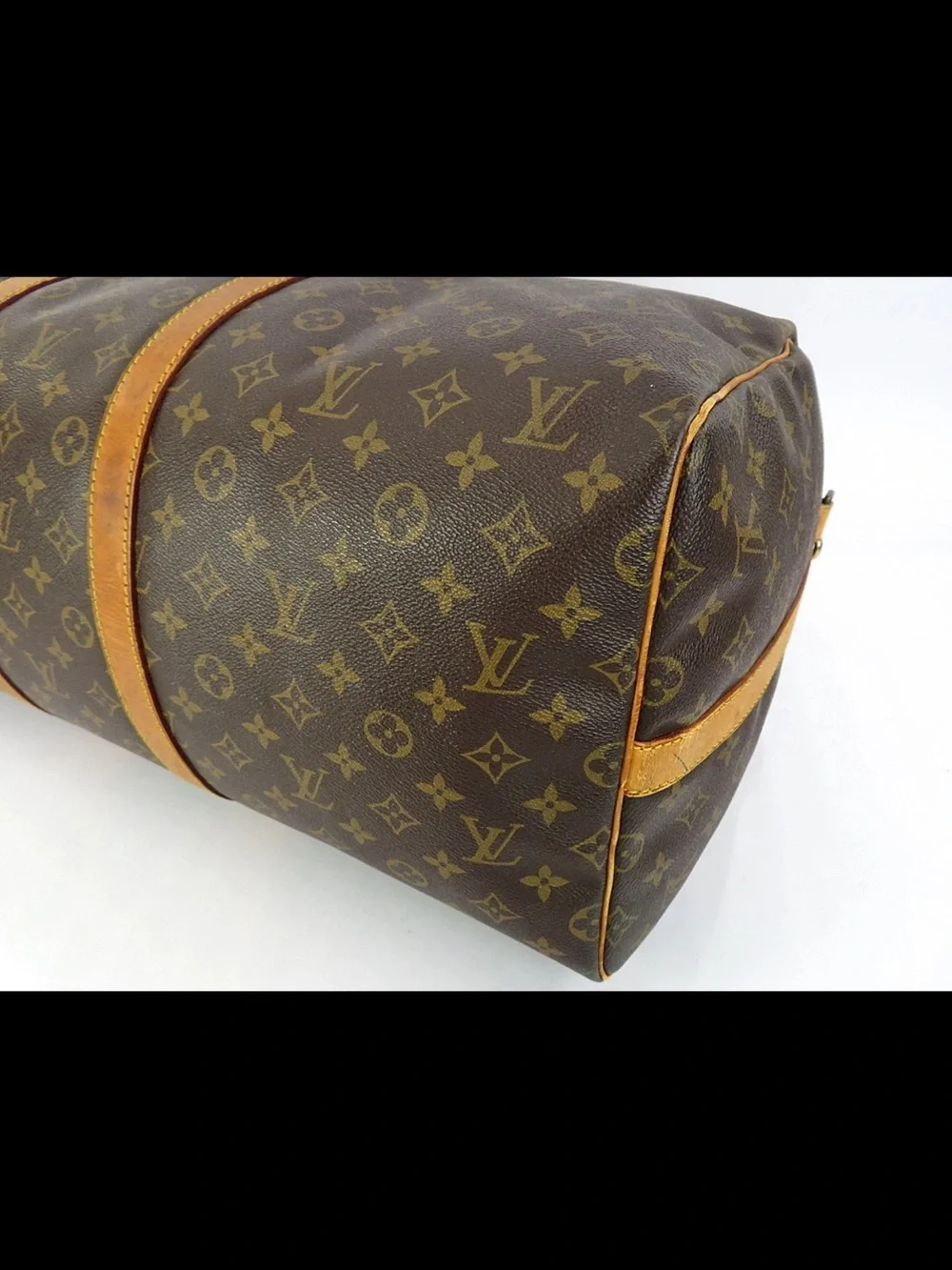 Louis Vuitton Brown Monogram Duffel with Tan Leather Trim